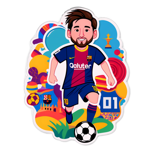 Sticker ya Messi akiwa kwenye jezi ya Barcelona