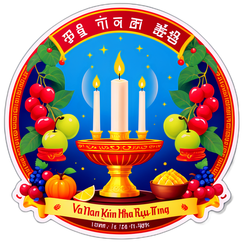 Altar truyền thống với nến và trái cây