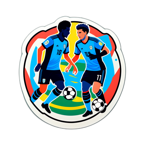 Minimalistische Sticker met Twee Kruisende Voetballers