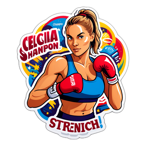 Sticker av Cecilia Brækhus i Boksepose