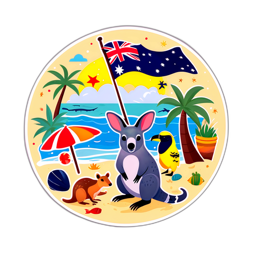 Masayang Sticker para sa Araw ng Australya