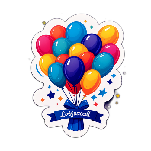 Arte que celebra o último sorteio do Lotofácil com um cenário festivo e balões de congratulações.