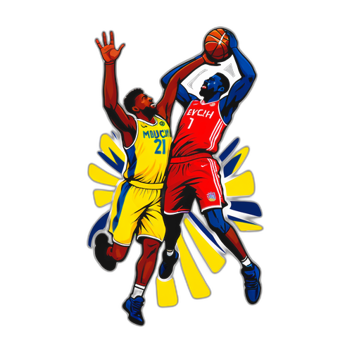 תרגום אמנותי של קרב כדורסל דרמטי בין באיירן מינכן למכאבי תל אביב