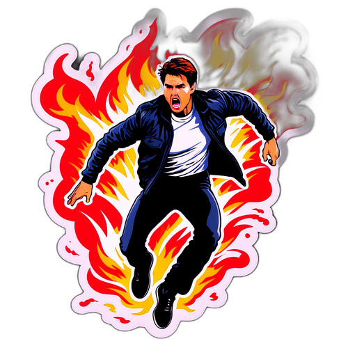 Actionfylld klistermärke av Tom Cruise