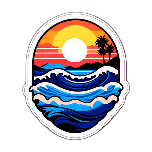 California Sunset and Earthquake Waves Design