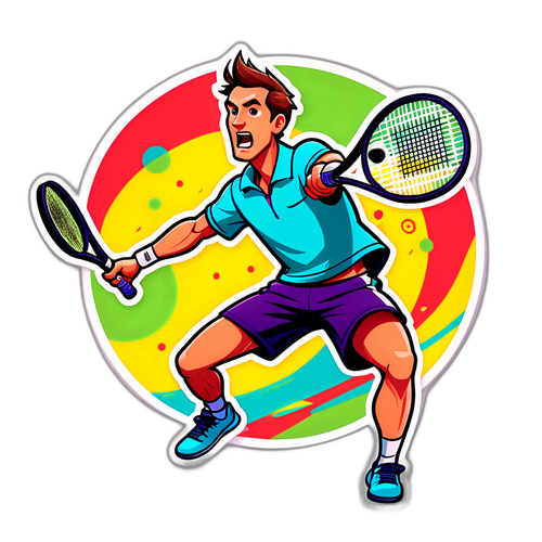 Rolig tecknad klistermärke av Carson Branstine som spelar tennis