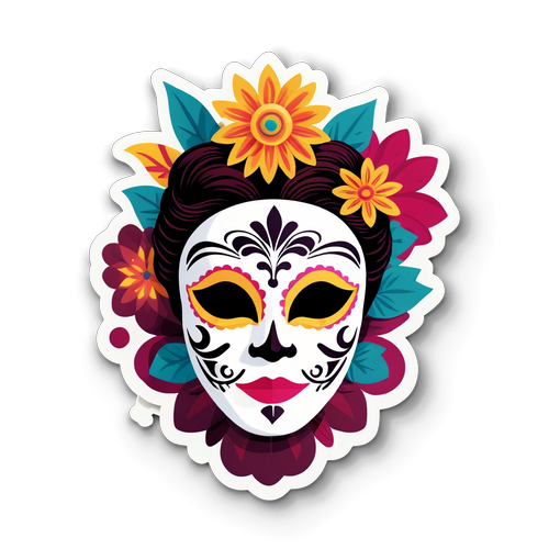 Didem Balçın: Dram Duygularını Temsil Eden Çiçekli Maske Sticker Tasarımı