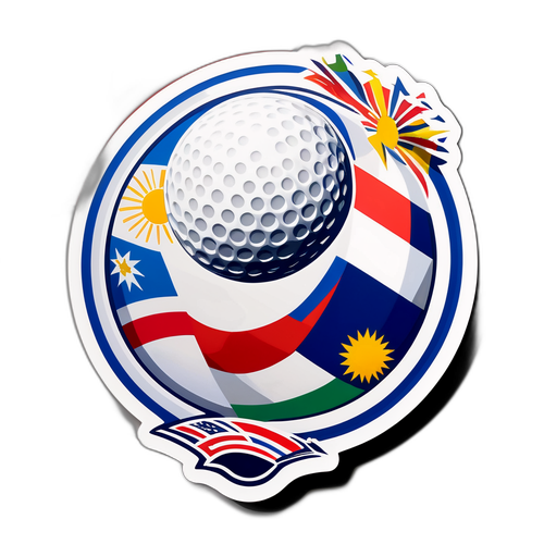 Stylisierter Golfball zur Ryder Cup mit Fahnen