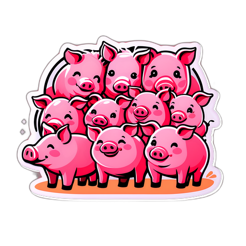 豬隻保護主題貼紙