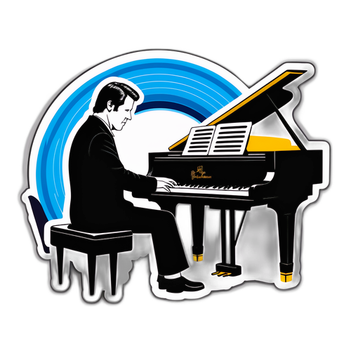 Nálepka Brian Wilson při hraní na klavír
