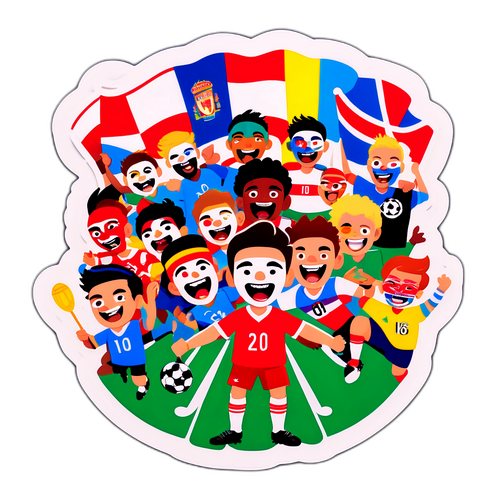 Stiker Atmosfera Perlawanan Bola Sepak yang Ceria