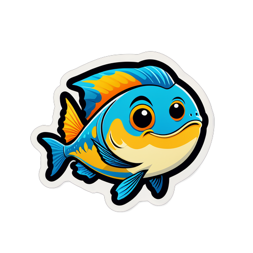 Sticker amusant avec un poisson et le mot 'Poiscaille'