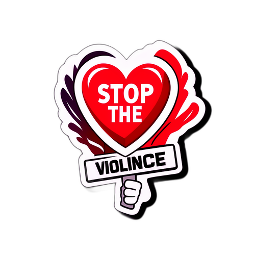 Sticker cu mesajul "Oprește violența!"