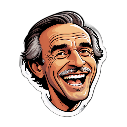 Sticker van Thierry Lhermitte met lachend publiek