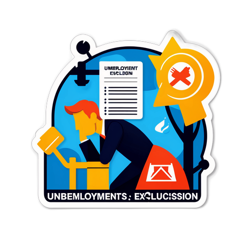 Ontwerp een sticker met het thema 'werkloosheidsuitsluiting'
