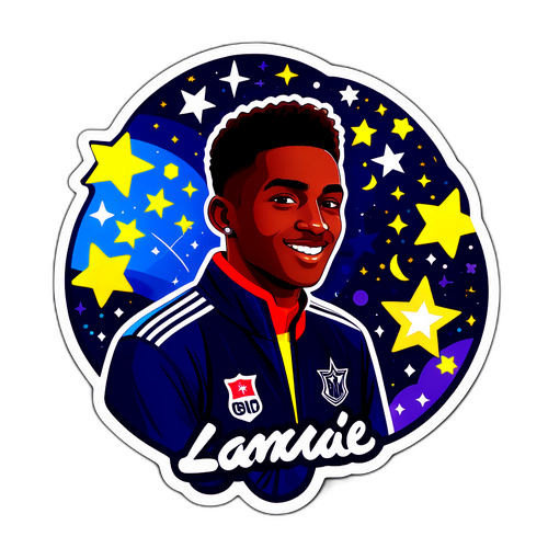Sticker de Lamine Yamal Destacando su Juventud y Talento