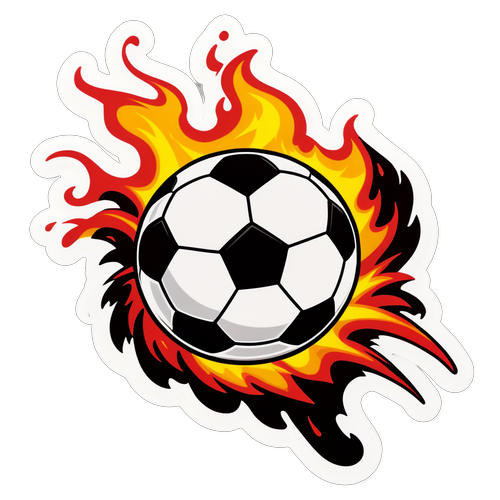 Sticker de balón de fútbol en llamas