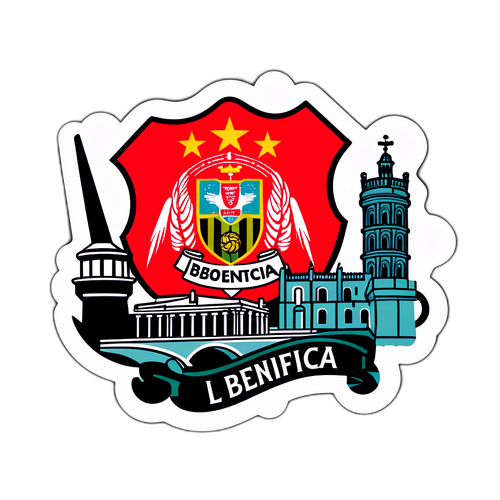 Thiết kế hiện đại với logo Benfica kết hợp các biểu tượng nổi bật của Lisbon
