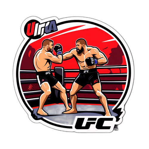Sticker van de UFC-ring met vechters in actie
