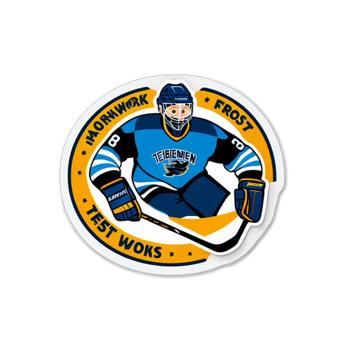 A Hockey-Themed Teamwork Sticker Featuring Morgan Frost