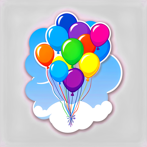 彩色气球在晴朗的天空中漂浮
