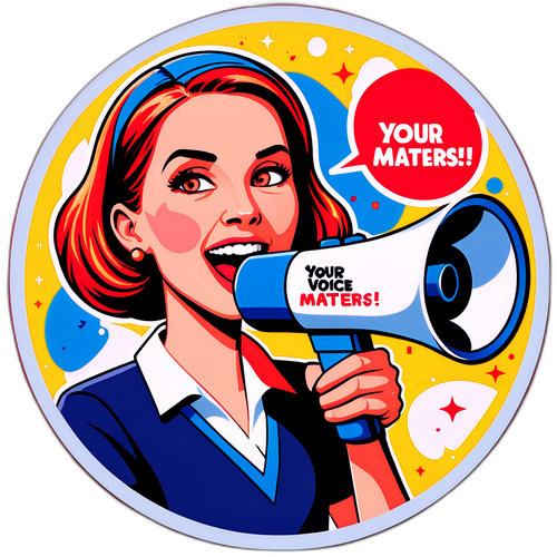 Motiverande klistermärke med budskapet 'Din röst betyder något!'