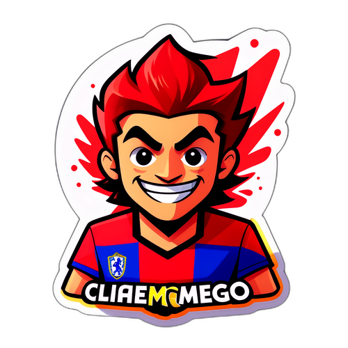 Sticker Comic Cu Simbolul Flamengo și Chelsea