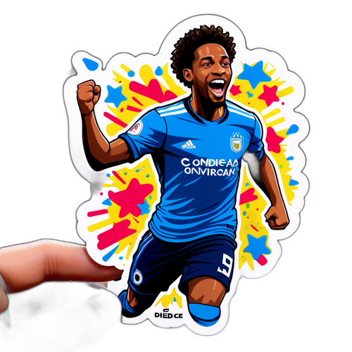 Stiker Kartunis Djed Spence Merayakan Gol
