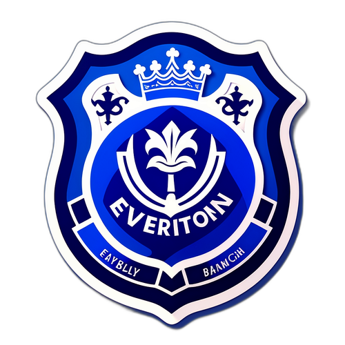 Stylizovaná logo Evertonu na modrém pozadí