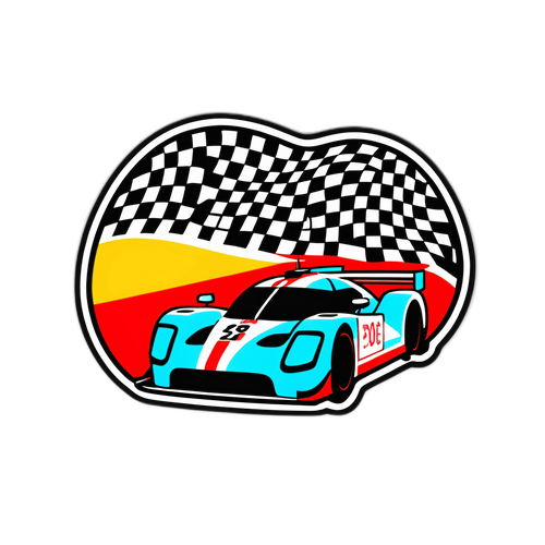 Sticker Le Mans z flagami i prędkością