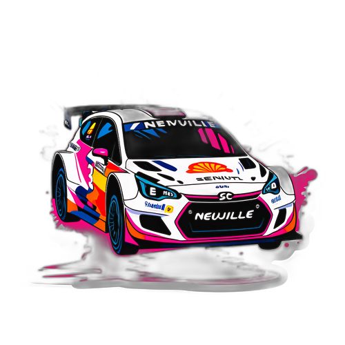 Een opwindende sticker van Thierry Neuville in volle actie op de racetrack