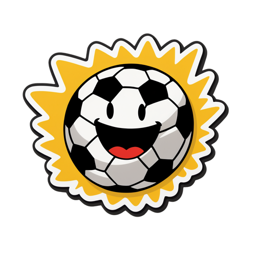 Diseño nostálgico con balón de fútbol y sonrisa