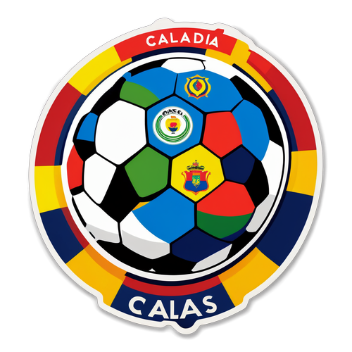 Stiker Logo Once Caldas dengan Bola Sepak