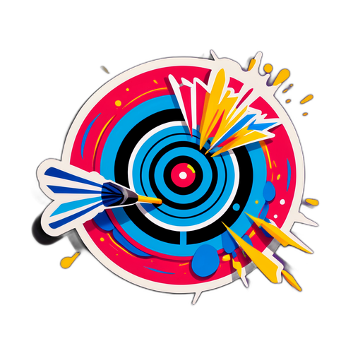 Een sticker van een pijl die het doelwit raakt