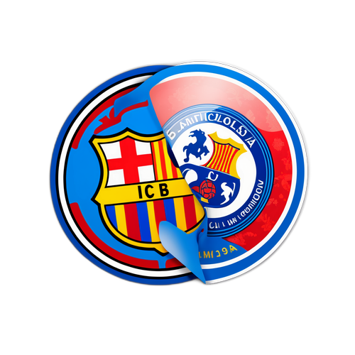 Дизайн наклейки з логотипами Челсі та Барселони