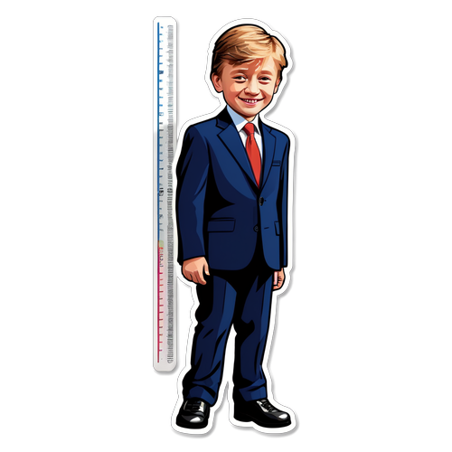 Skør sticker der fremhæver Barron Trumps højde med sjove måle grafik