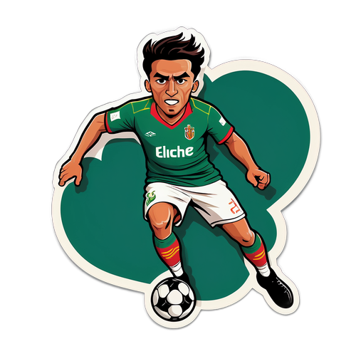 Kartun Whimsikal Pemain Elche Dribbling Melewati Penjaga Osasuna