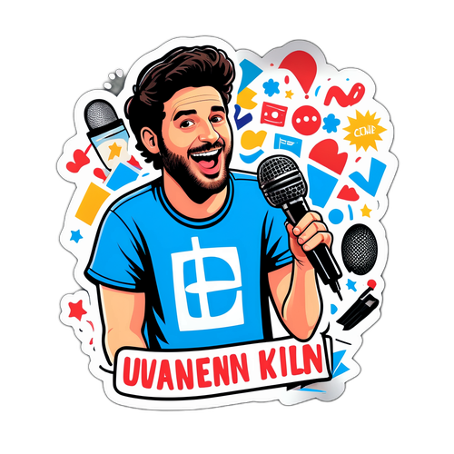 Comedic Sticker of Ethan Klein with Microphone