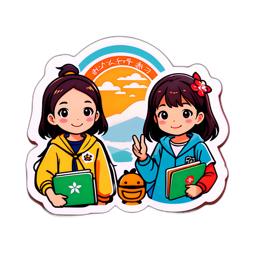 京都国際学生の友情を強調した温かいイラスト
