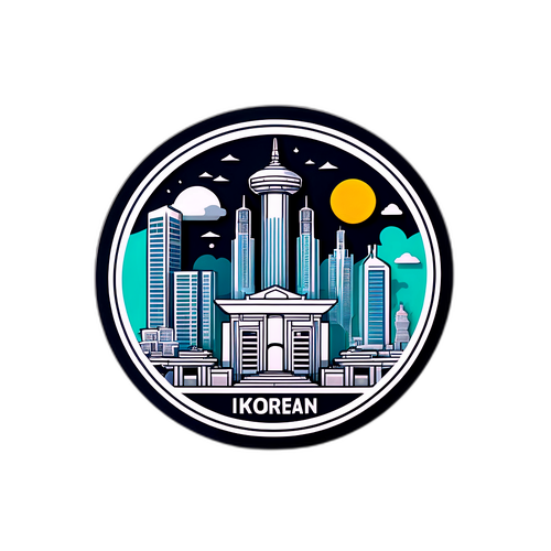 한국 경제의 발전을 상징하는 스티커 디자인