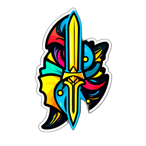 Кинжал з яскравими графічними елементами