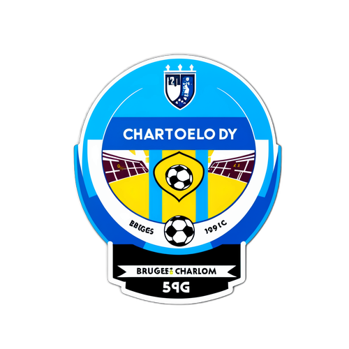 Sticker met abstracte representatie van de Brugge-Charleroi wedstrijddag