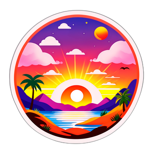 Sticker Lanskap Tenang dengan Cuaca