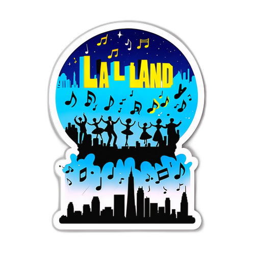 La La Land-kinohimmel med dans og musikknoter