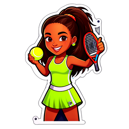Adesivo carino e stilizzato di una giovane tennista