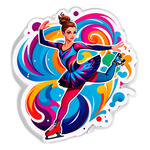 Elegant kunst av skøyteløper i fargerike virvler