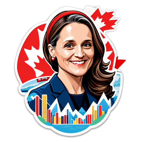 Autocollant représentant Chrystia Freeland et l'économie canadienne