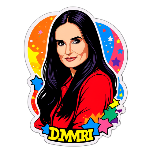 Adesivo giocoso che celebra Demi Moore