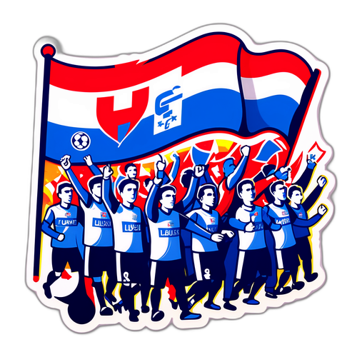 Wzór naklejki FC Lausanne-Sport z ultrasami podczas meczu