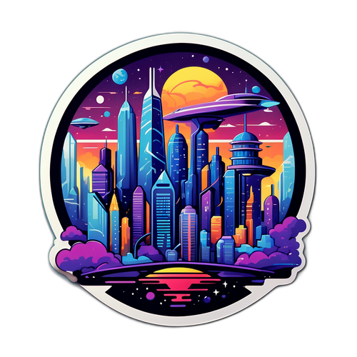 未来城市科幻主题贴纸